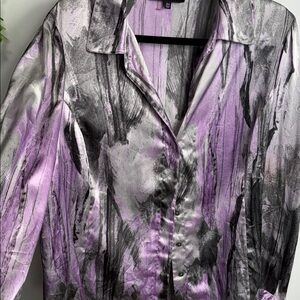 Jones New York Abstract Purple and Black Blouse